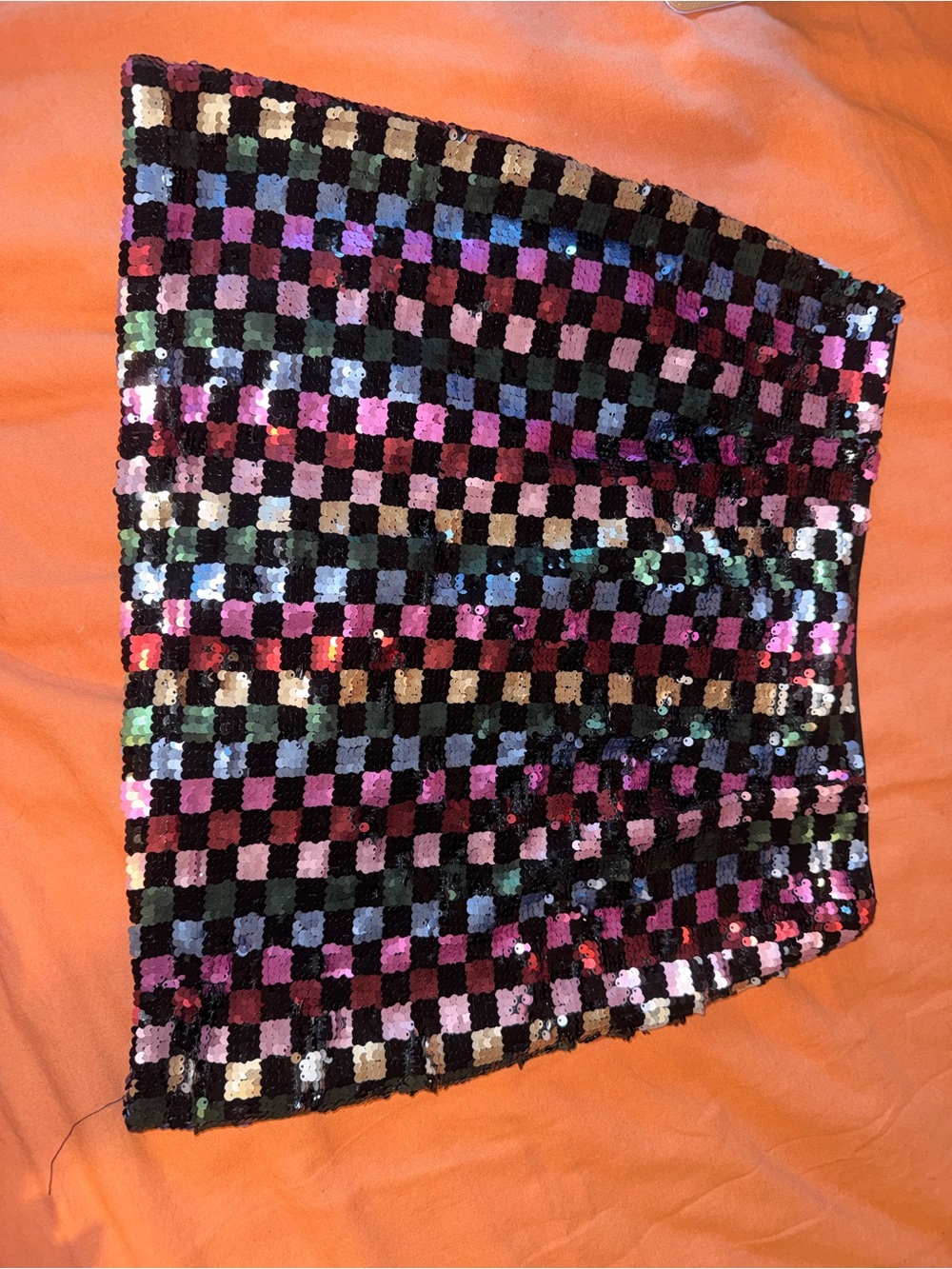 Lulu's Multicolor Sequin Checkerboard Mini Skirt